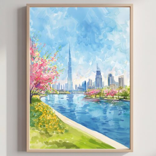 Dubai Watercolor Print: United Arab Emirates Travel Art Poster