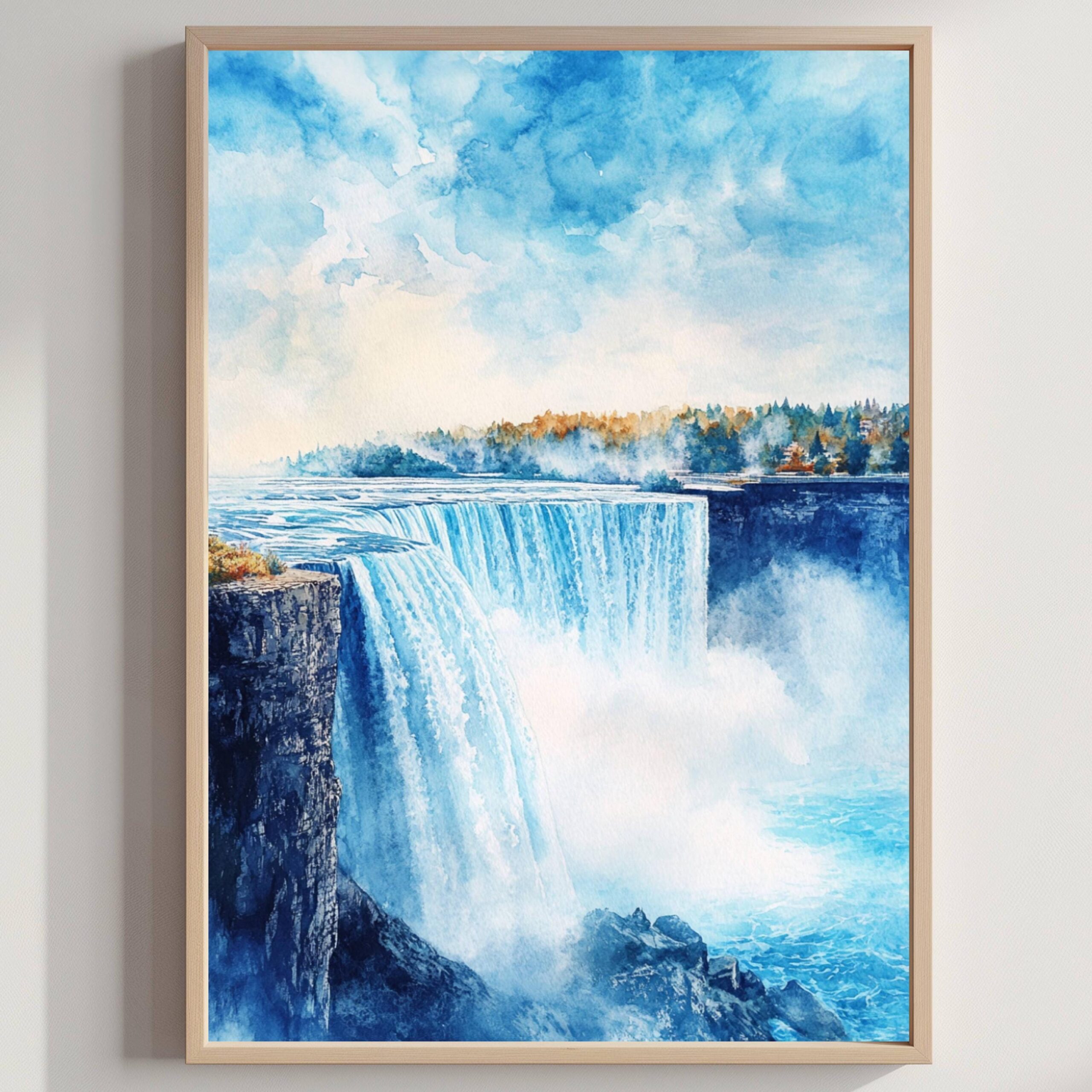 Niagara Falls New York State Watercolor Print: USA Travel Poster