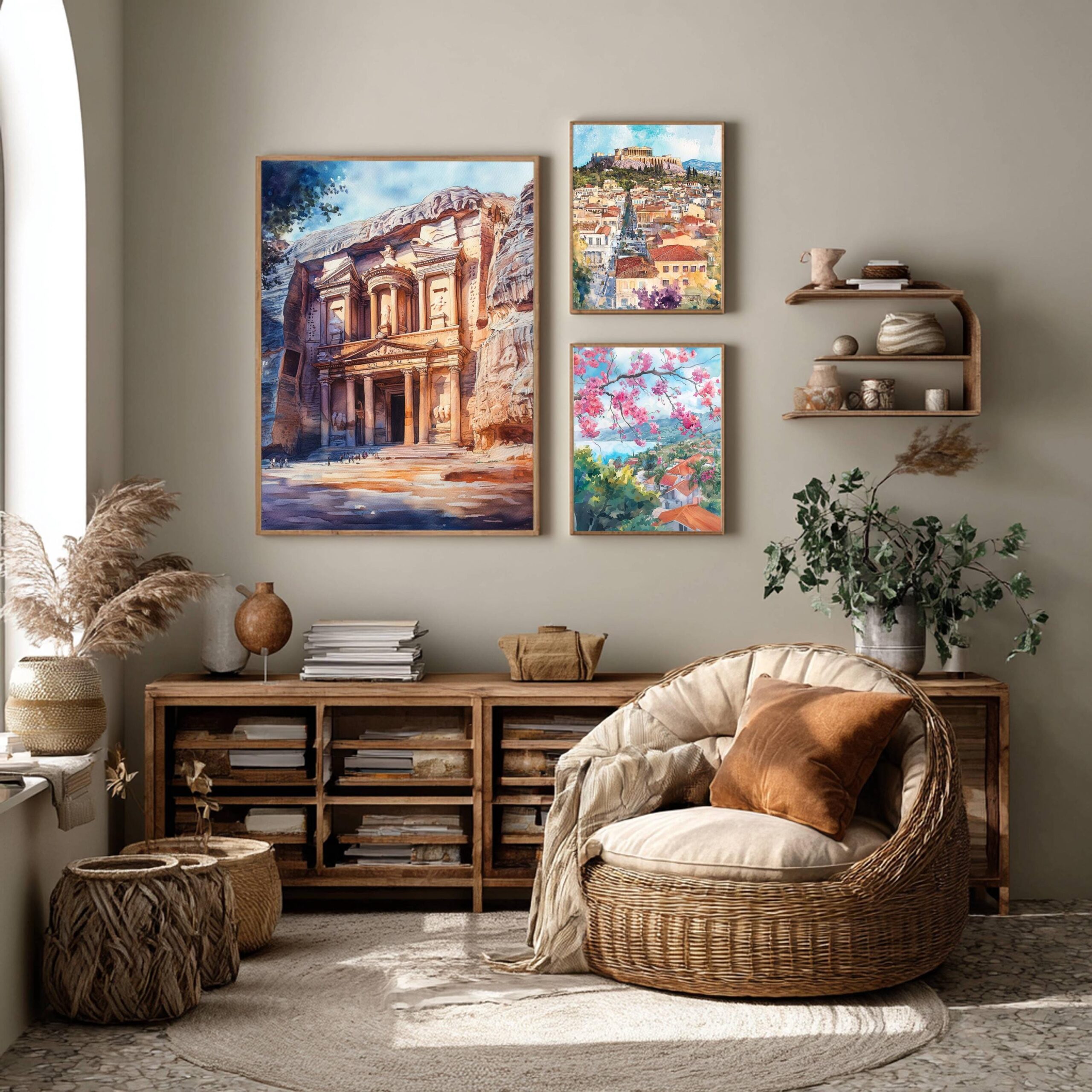 Petra Jordan Middle East Watercolor: Travel Poster Print - Image 7