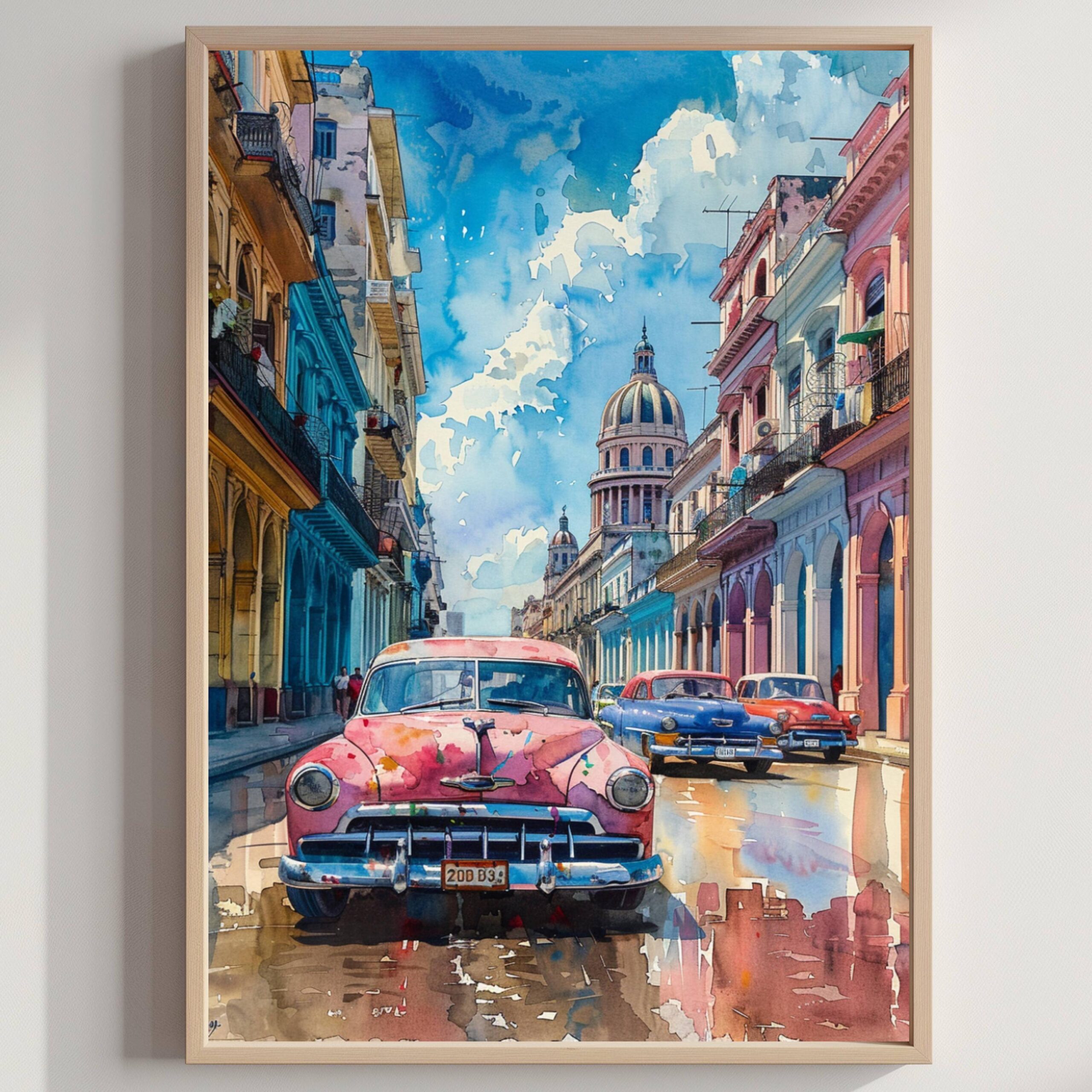 Cuba Caribbean Watercolor Print: Travel Art Poster
