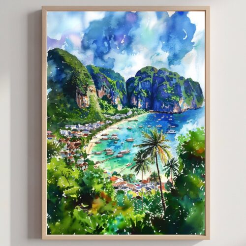 Thailand Asia Watercolor: Asian Travel Poster