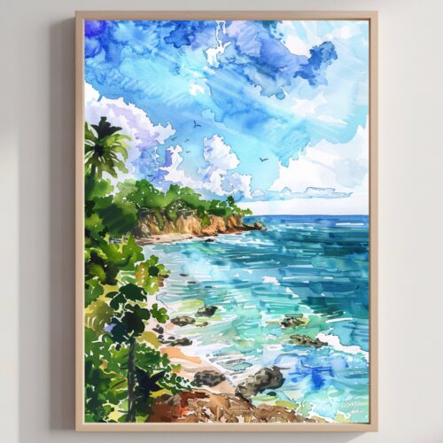 Costa Rica Central America Watercolor Print: Travel Art Poster
