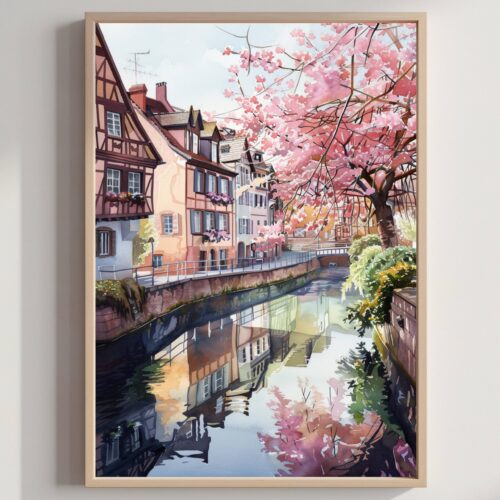 Colmar France Europe Watercolor Print: French Travel Art Poster