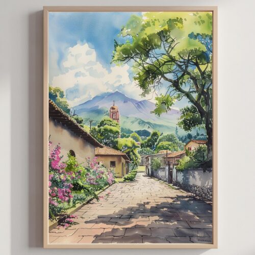 Nicaragua Central America Watercolor: Travel Poster