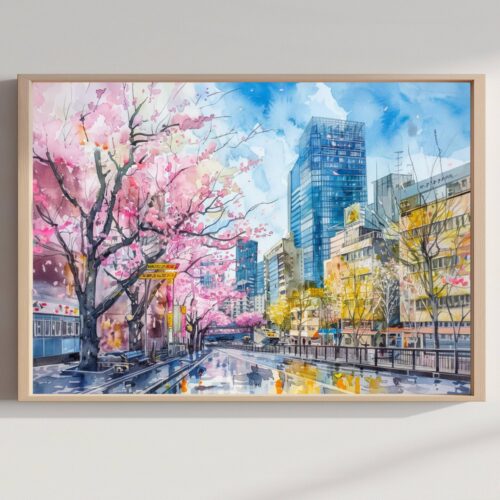 Osaka City Japan Asia Watercolor: Travel Art Poster