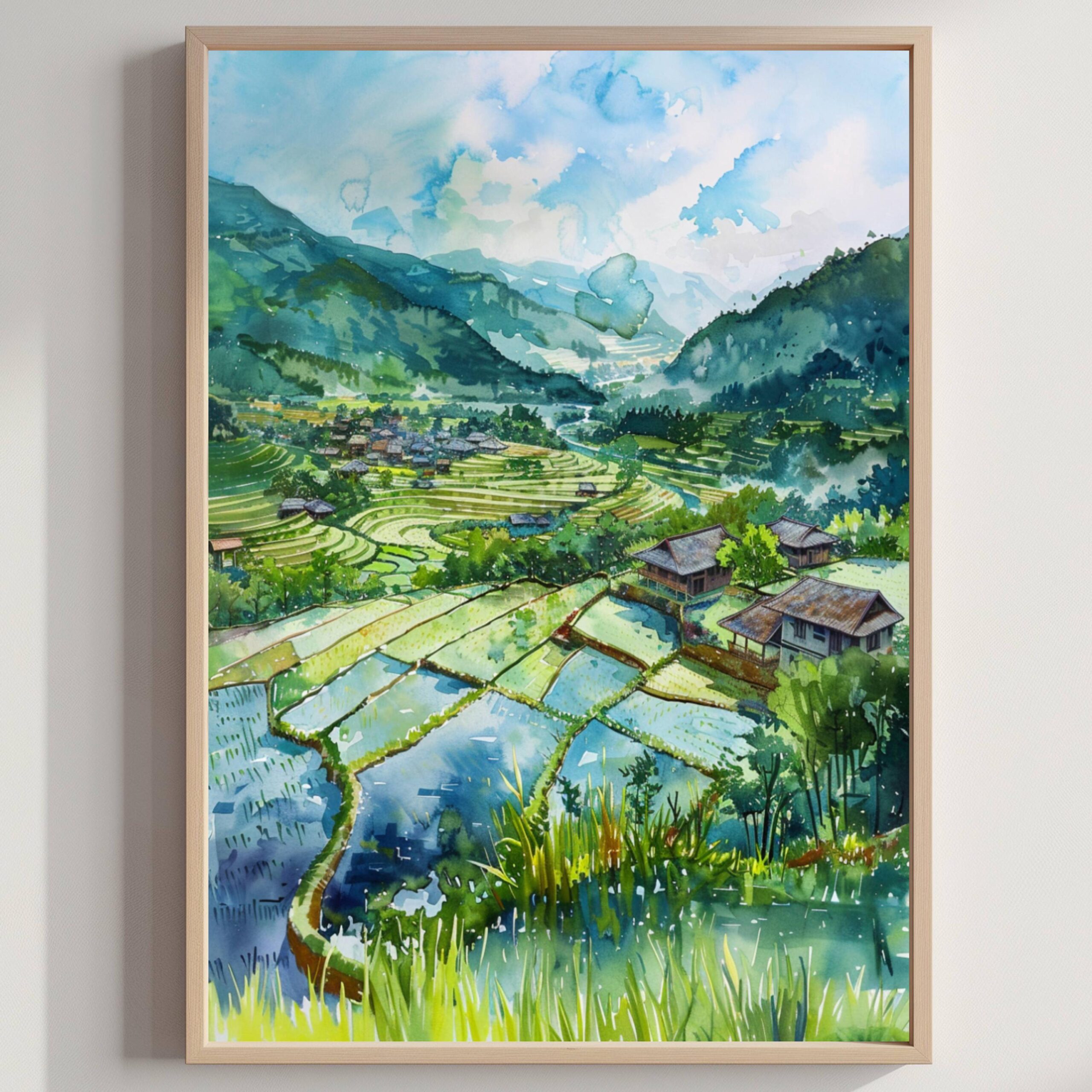 Vietnam Asia Watercolor: Travel Art Poster