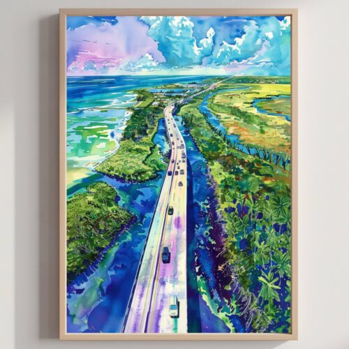Marathon Key Florida Keys Florida USA Watercolor: Travel Art Poster