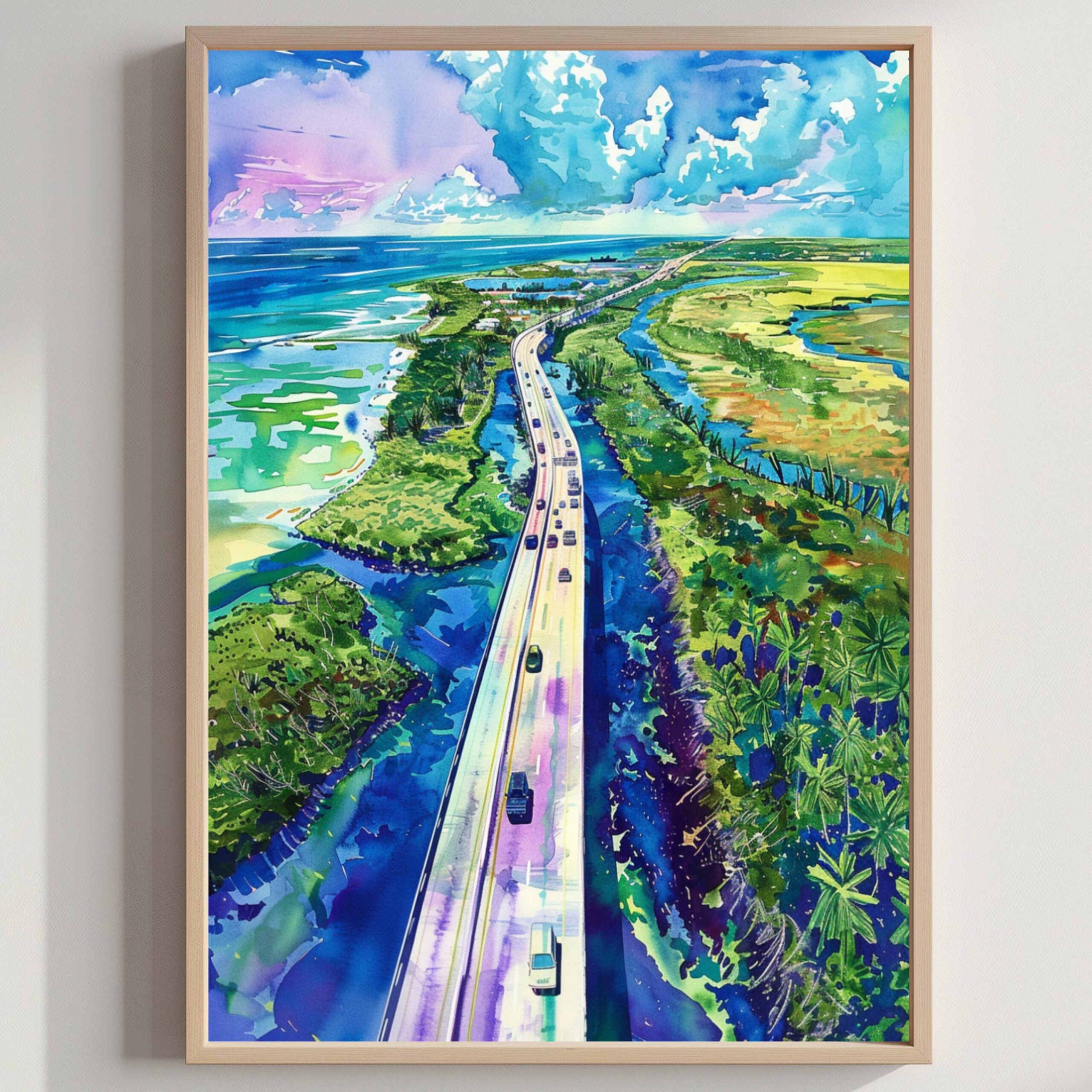 Marathon Key Florida Keys Florida USA Watercolor: Travel Art Poster