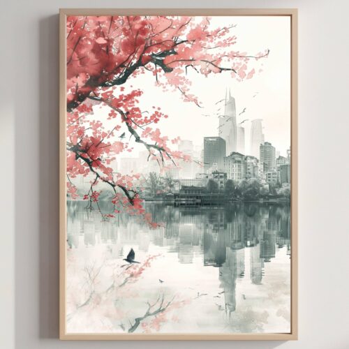 Hanoi Vietnam Asia Watercolor Print: Travel Art Poster
