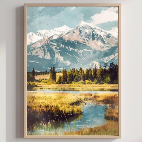 Montana State MT USA Watercolor: Travel Art Poster
