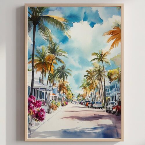 Key West Florida USA Watercolor Print: Travel Art Poster