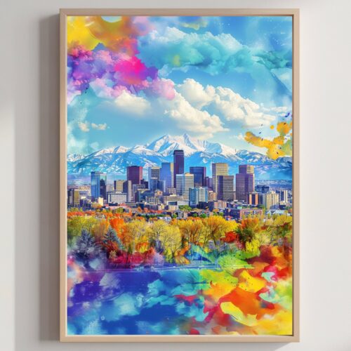 Denver CO Colorado USA Watercolor: Travel Art Poster