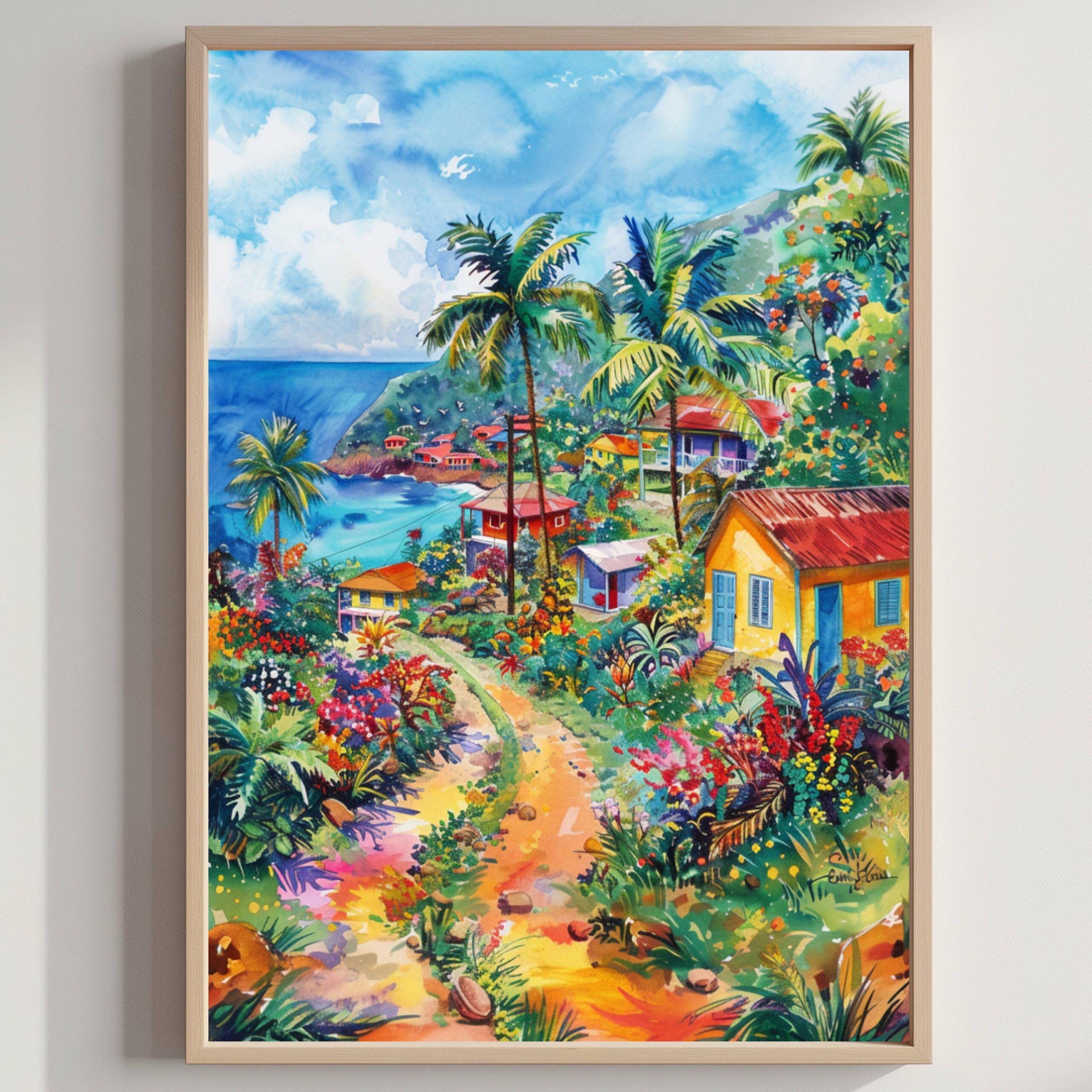 Trinidad & Tobago Caribbean Watercolor: Travel Art Poster