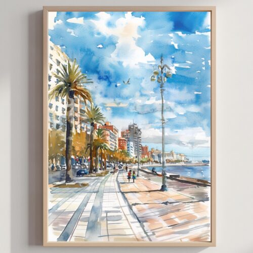 Montevideo City Uruguay South America Watercolor: Travel Art Poster