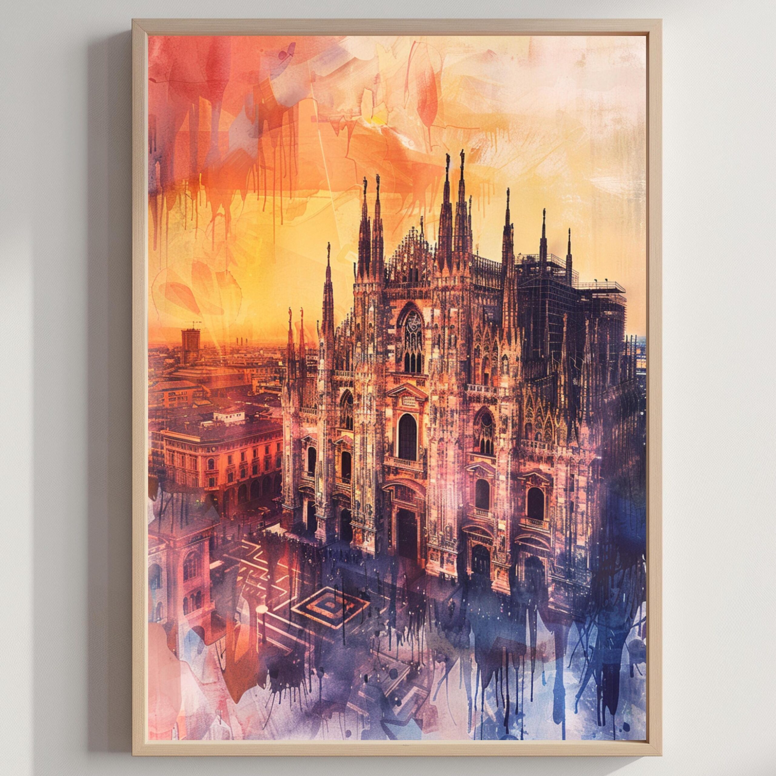 Milan Duomo Italy Europe Watercolor: Travel Art Print