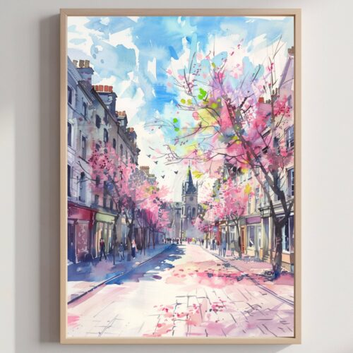 Aberdeen Aberdeenshire Scotland UK Watercolor: Travel Art Poster