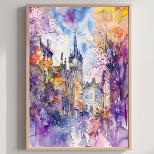 Dunfermline Fife Scotland UK Watercolor Print: Scottish Travel Art Poster