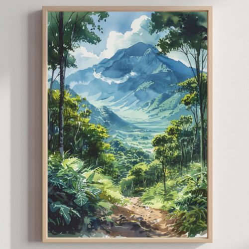 Guatemala Central America Watercolor Print: Travel Art Poster