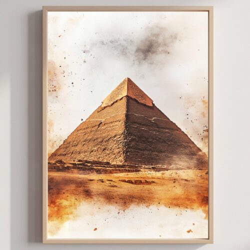 Giza Pyramid Watercolor Print: Egypt Travel Art Poster