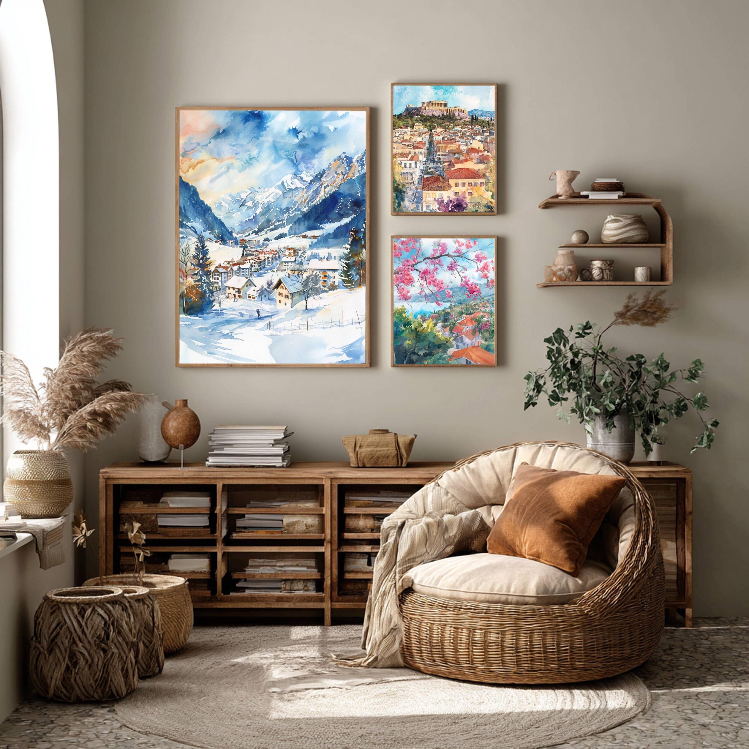 Engelberg Ski Resort Switzerland Watercolor Print: Vacation Travel Art Poster - Image 2
