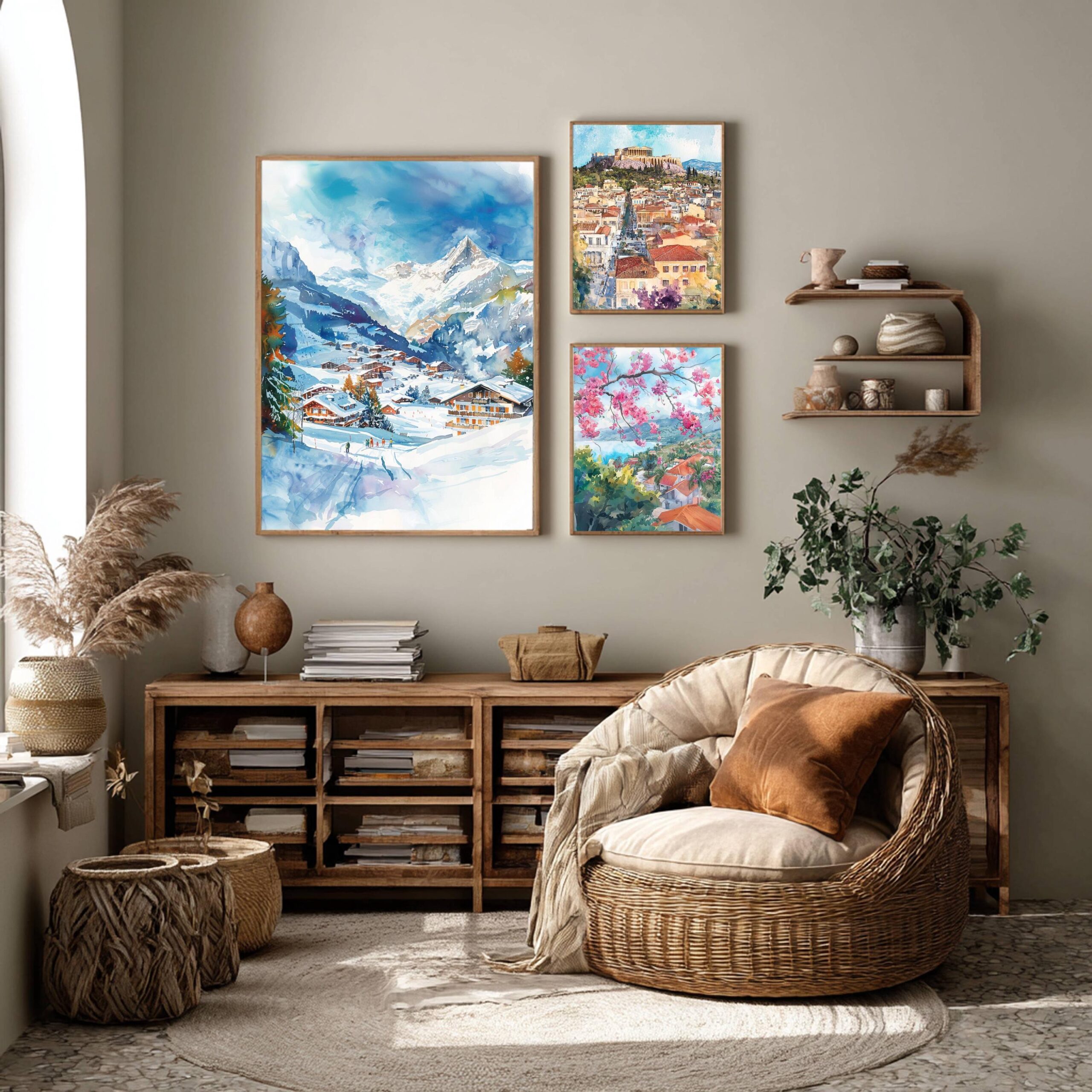 Grindelwald Ski Resort Switzerland Watercolor Print: Vacation Travel Art Poster - Image 2
