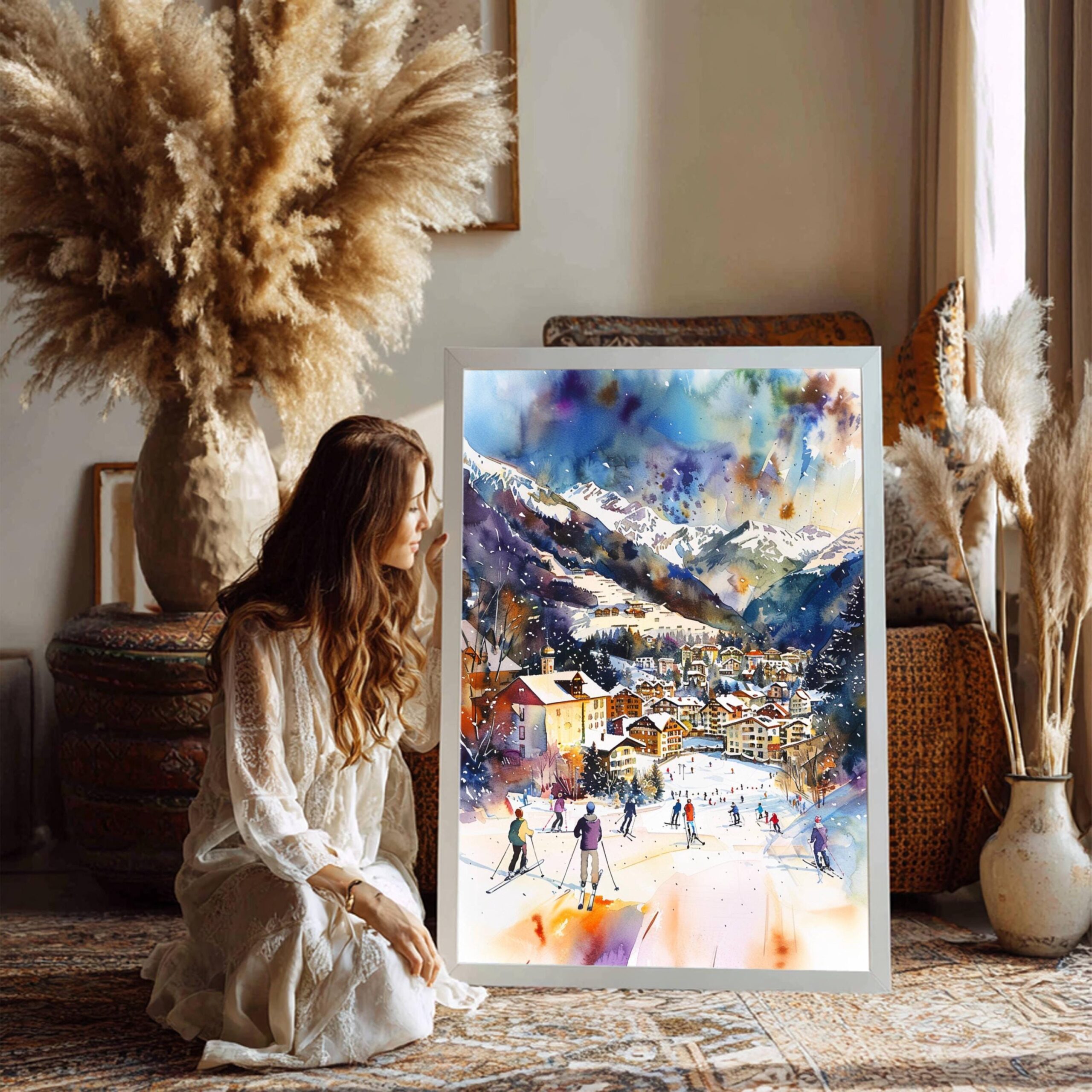 Klosters Ski Resort Switzerland Watercolor Print: Vacation Art Travel Poster - Image 3