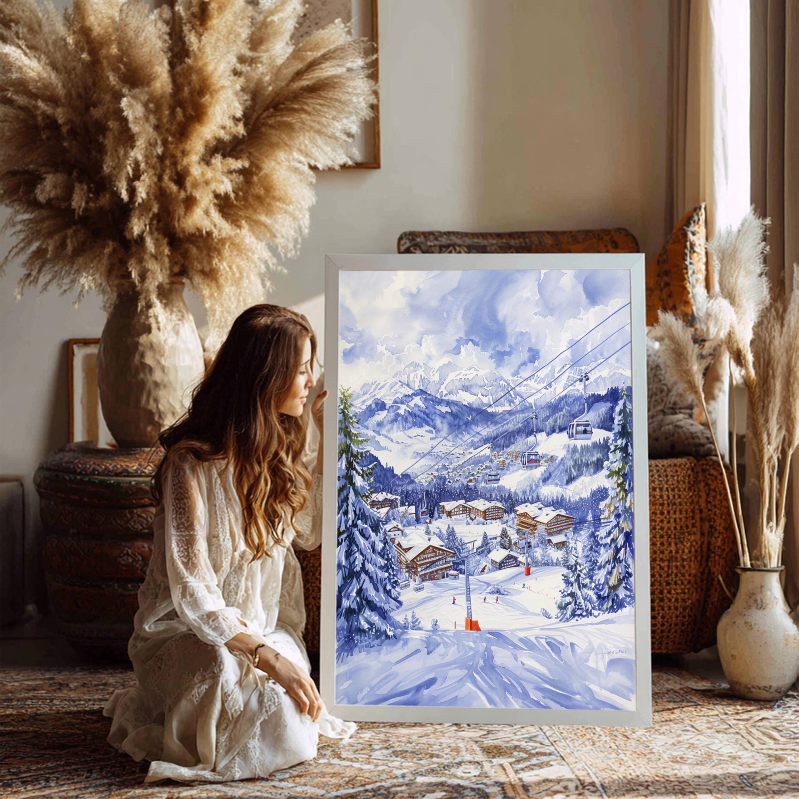 Gstaad Ski Resort Switzerland Watercolor Print: Vacation Travel Art Poster - Image 3