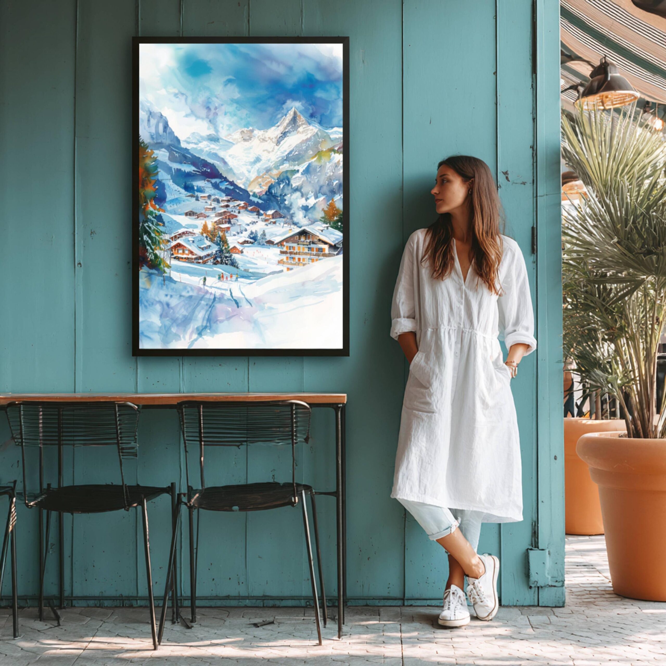 Grindelwald Ski Resort Switzerland Watercolor Print: Vacation Travel Art Poster - Image 5