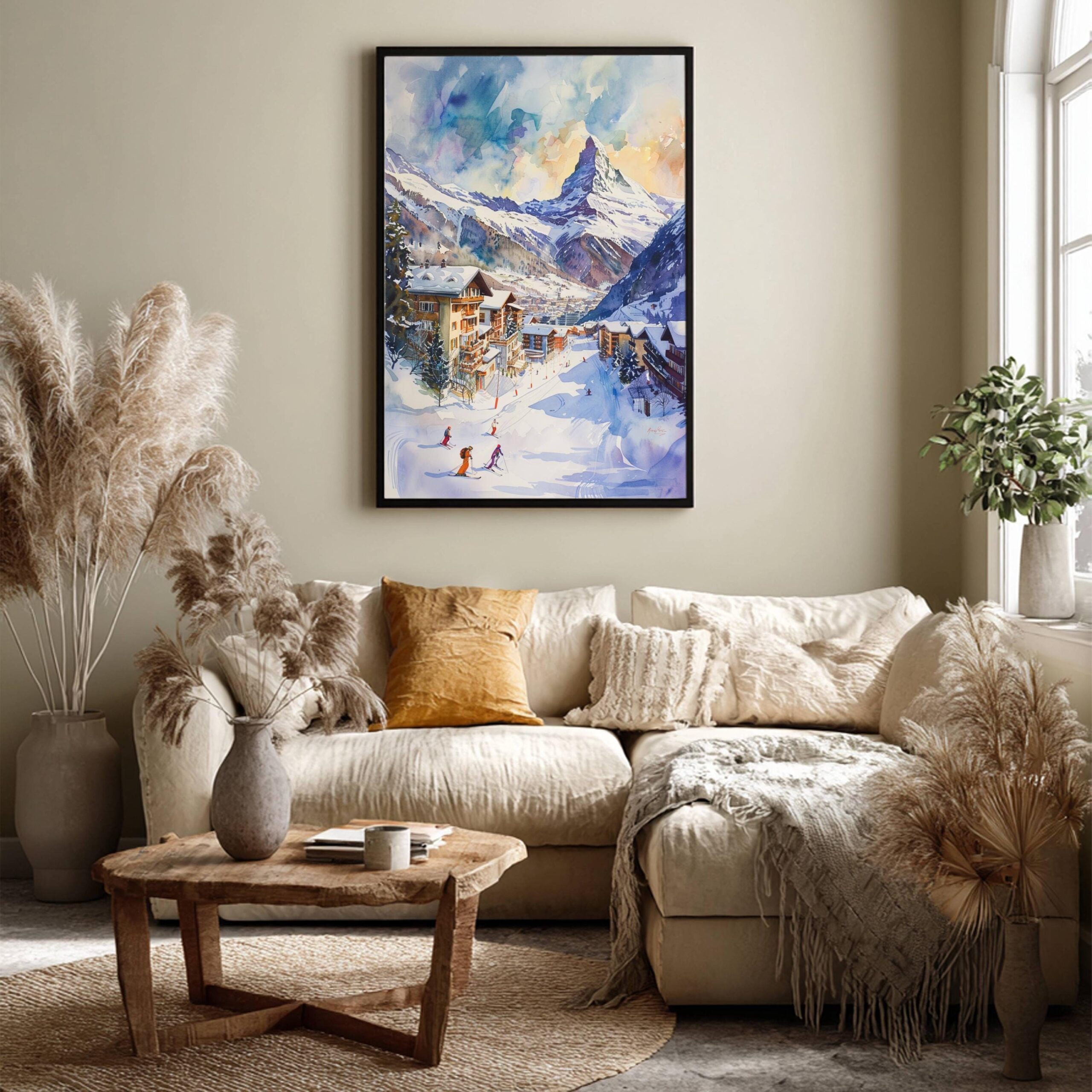 Zermatt Ski Resort Switzerland Watercolor: Vacation Travel Art Poster - Image 7