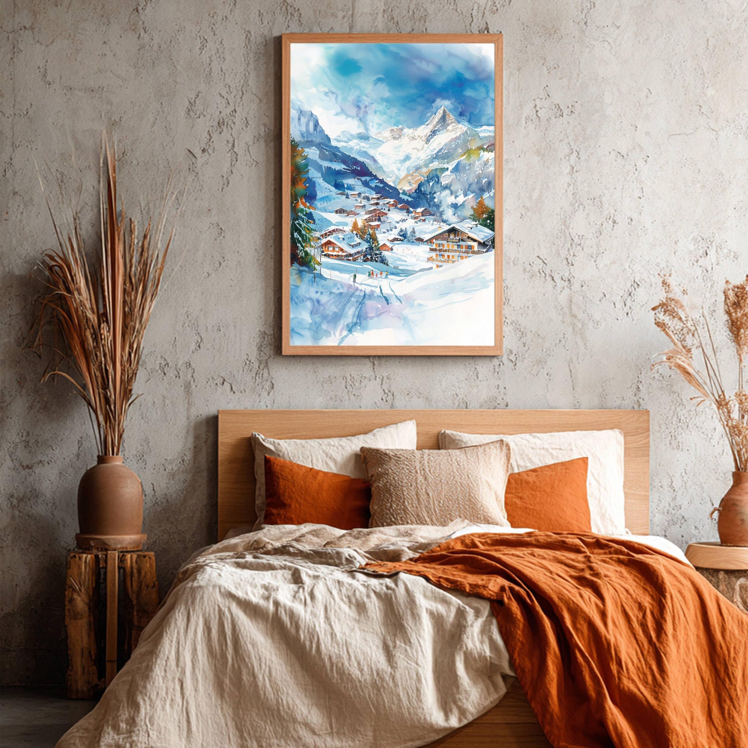 Grindelwald Ski Resort Switzerland Watercolor Print: Vacation Travel Art Poster - Image 6