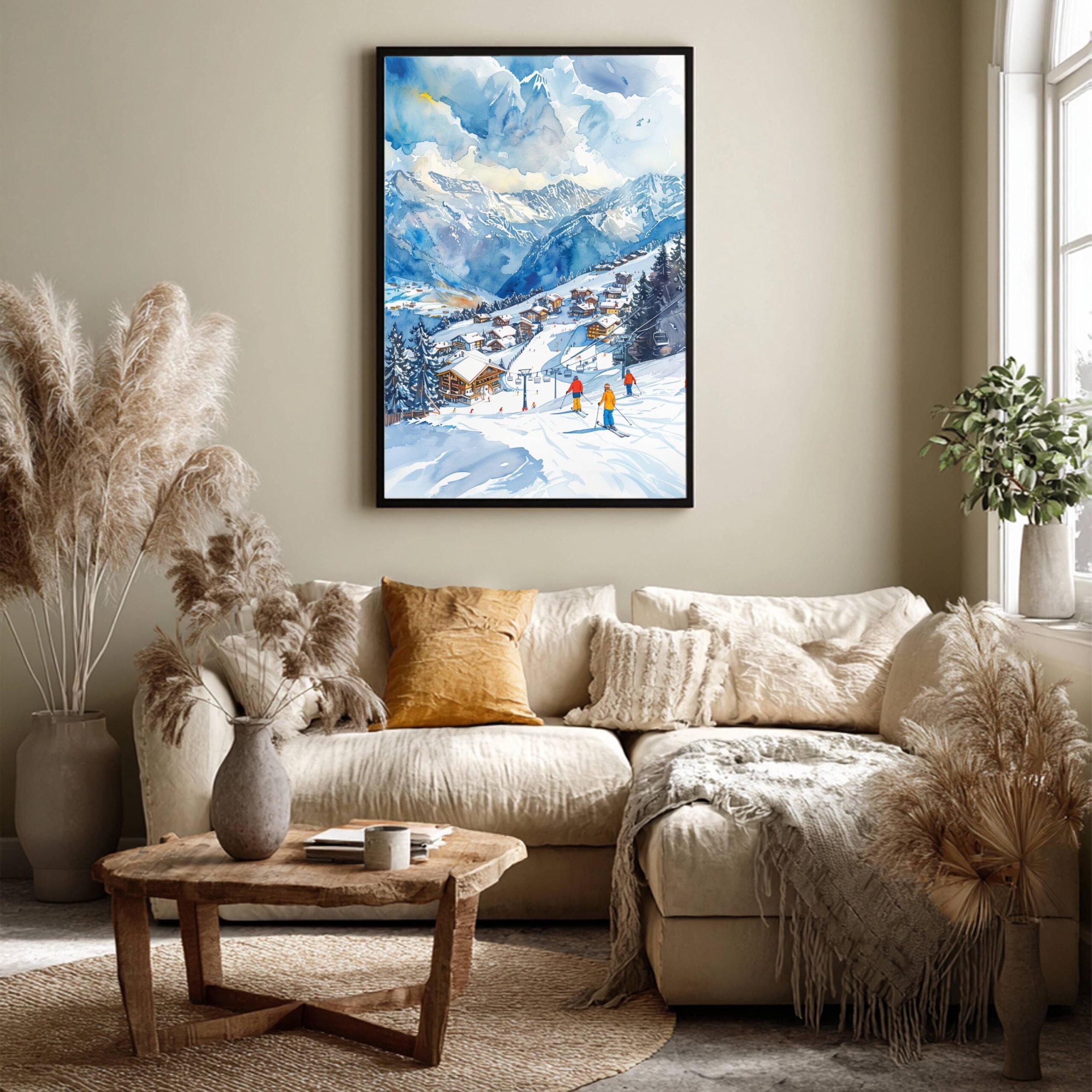 Veysonnaz Ski Resort Switzerland Watercolor: Vacation Travel Art Poster - Image 7