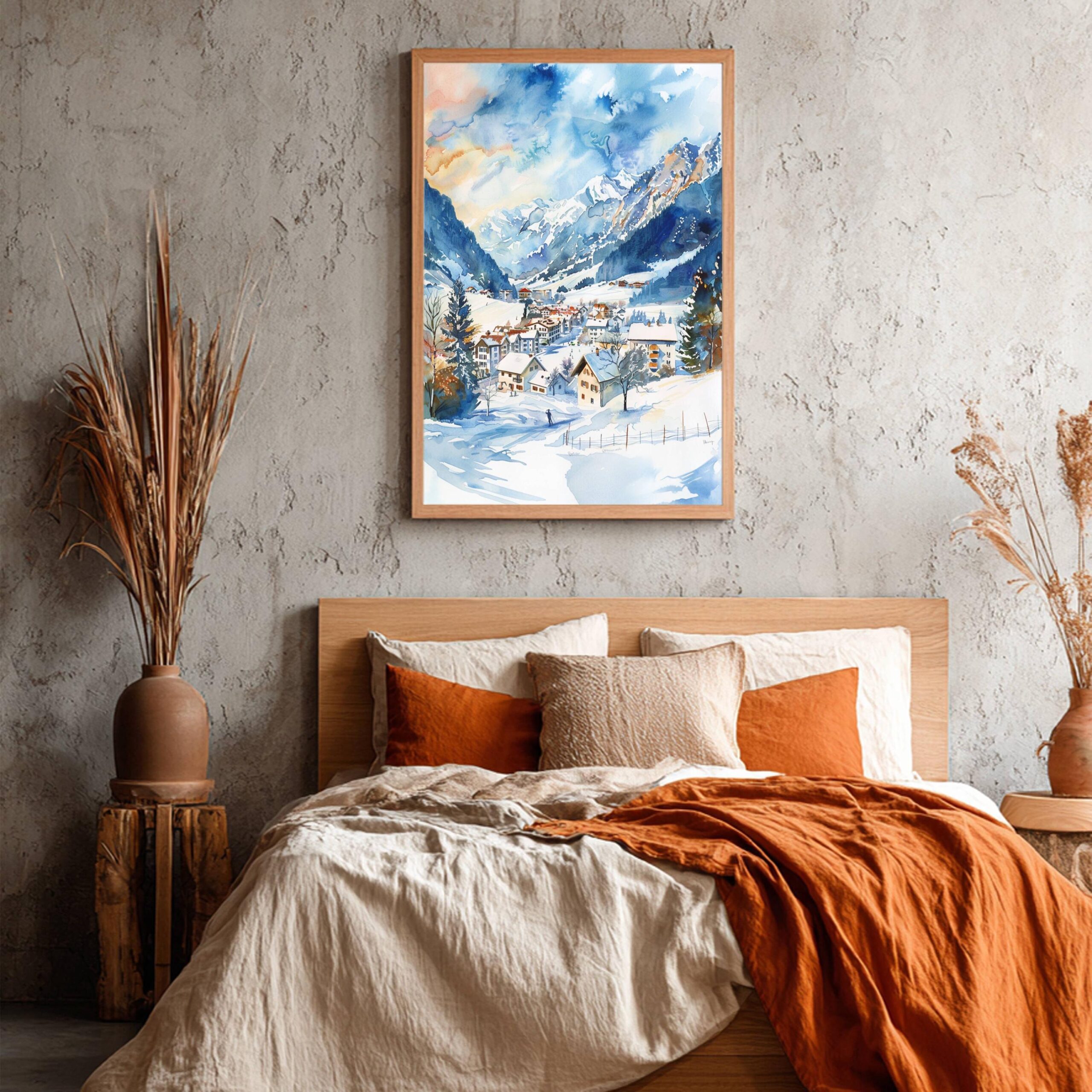 Engelberg Ski Resort Switzerland Watercolor Print: Vacation Travel Art Poster - Image 6
