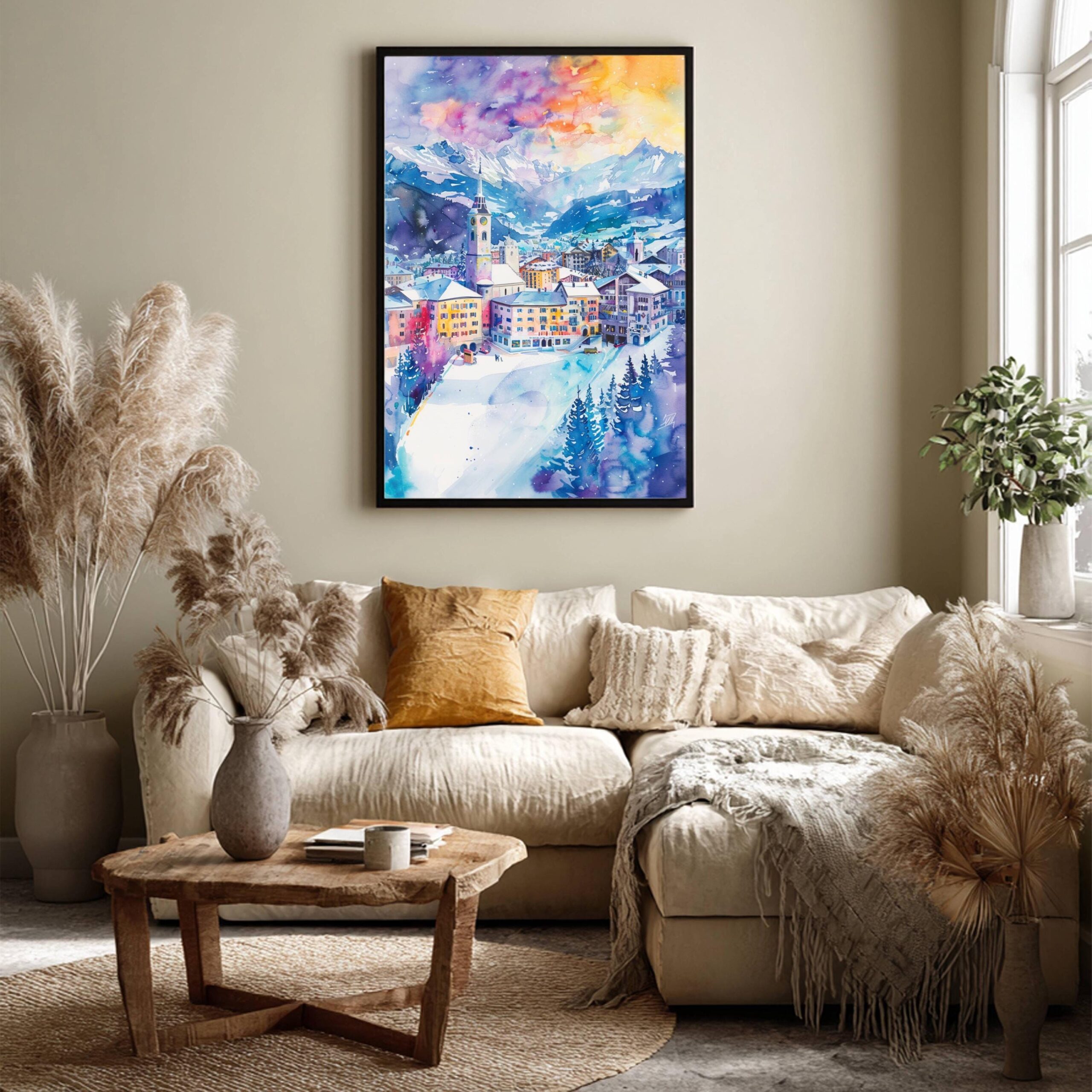 Saint Moritz Ski Resort Switzerland Watercolor: Vacation Travel Art Poster - Image 7
