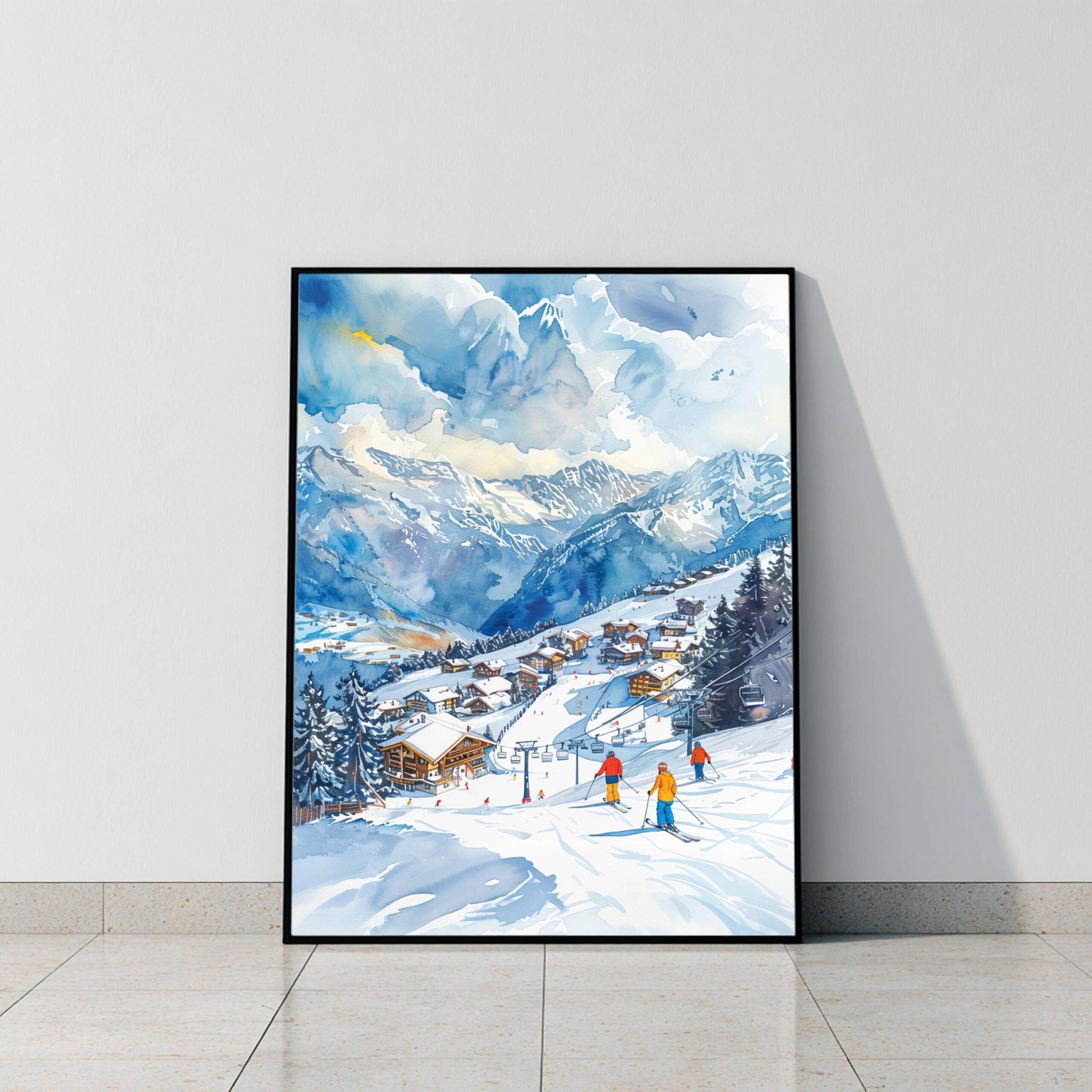 Veysonnaz Ski Resort Switzerland Watercolor: Vacation Travel Art Poster - Image 8