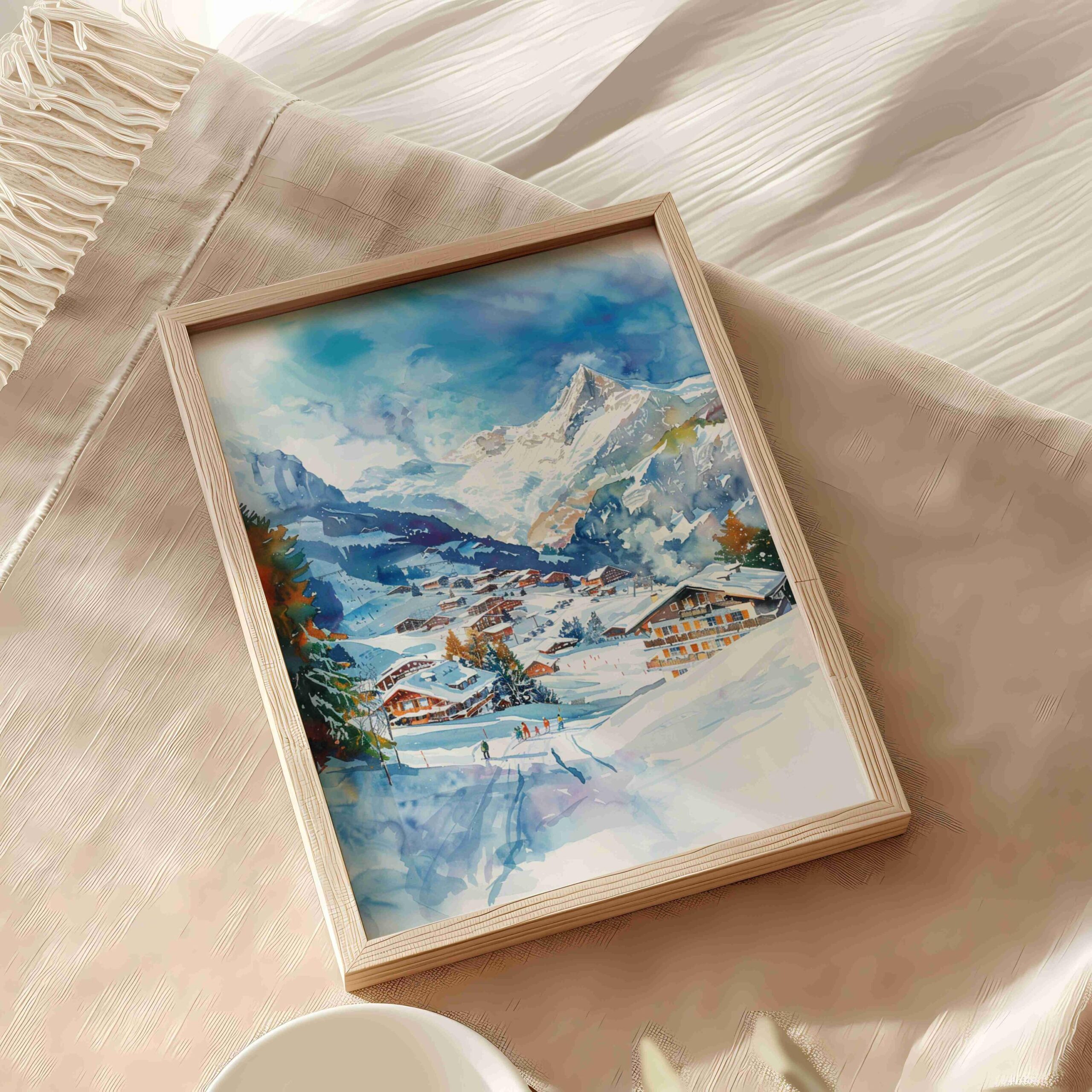 Grindelwald Ski Resort Switzerland Watercolor Print: Vacation Travel Art Poster - Image 9