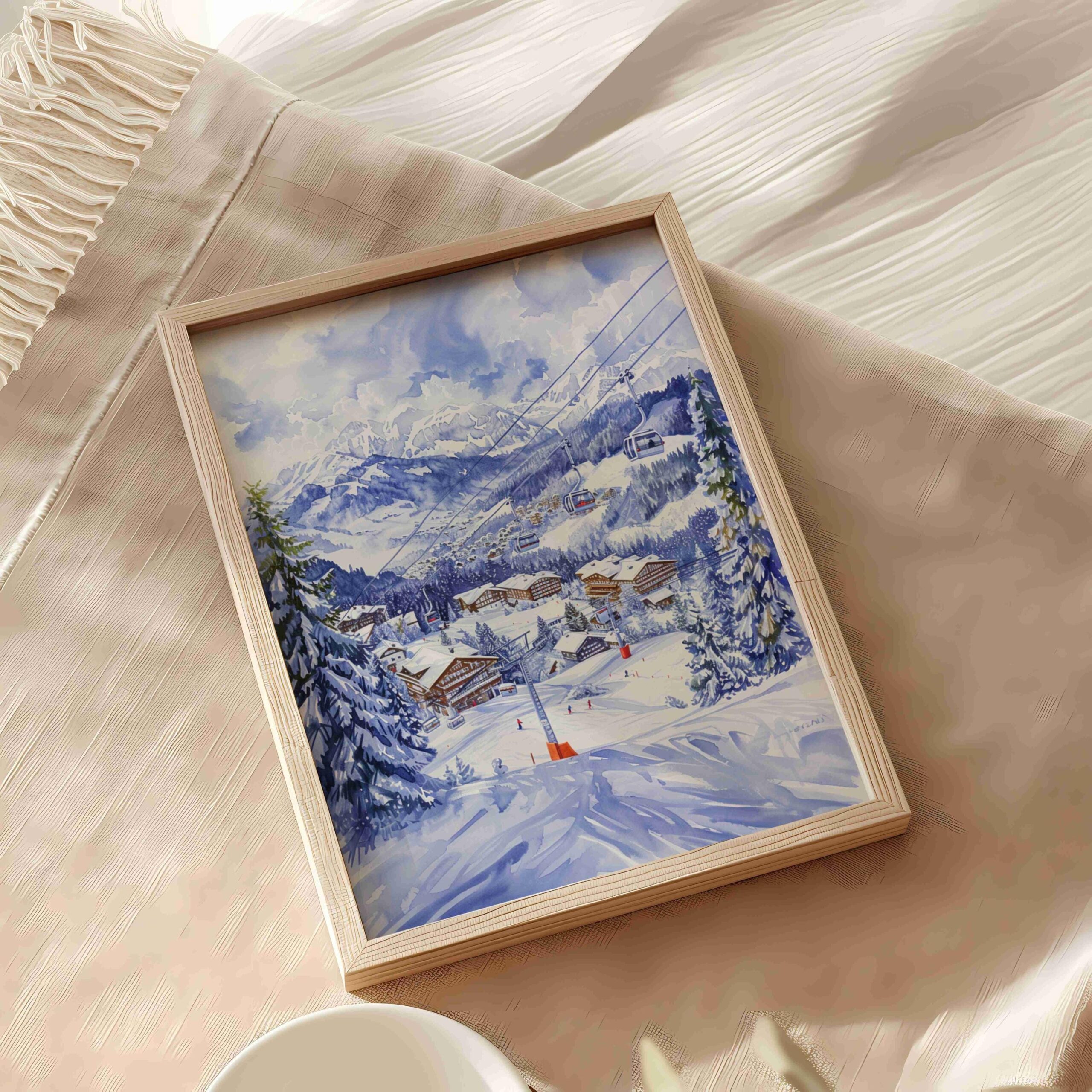 Gstaad Ski Resort Switzerland Watercolor Print: Vacation Travel Art Poster - Image 9