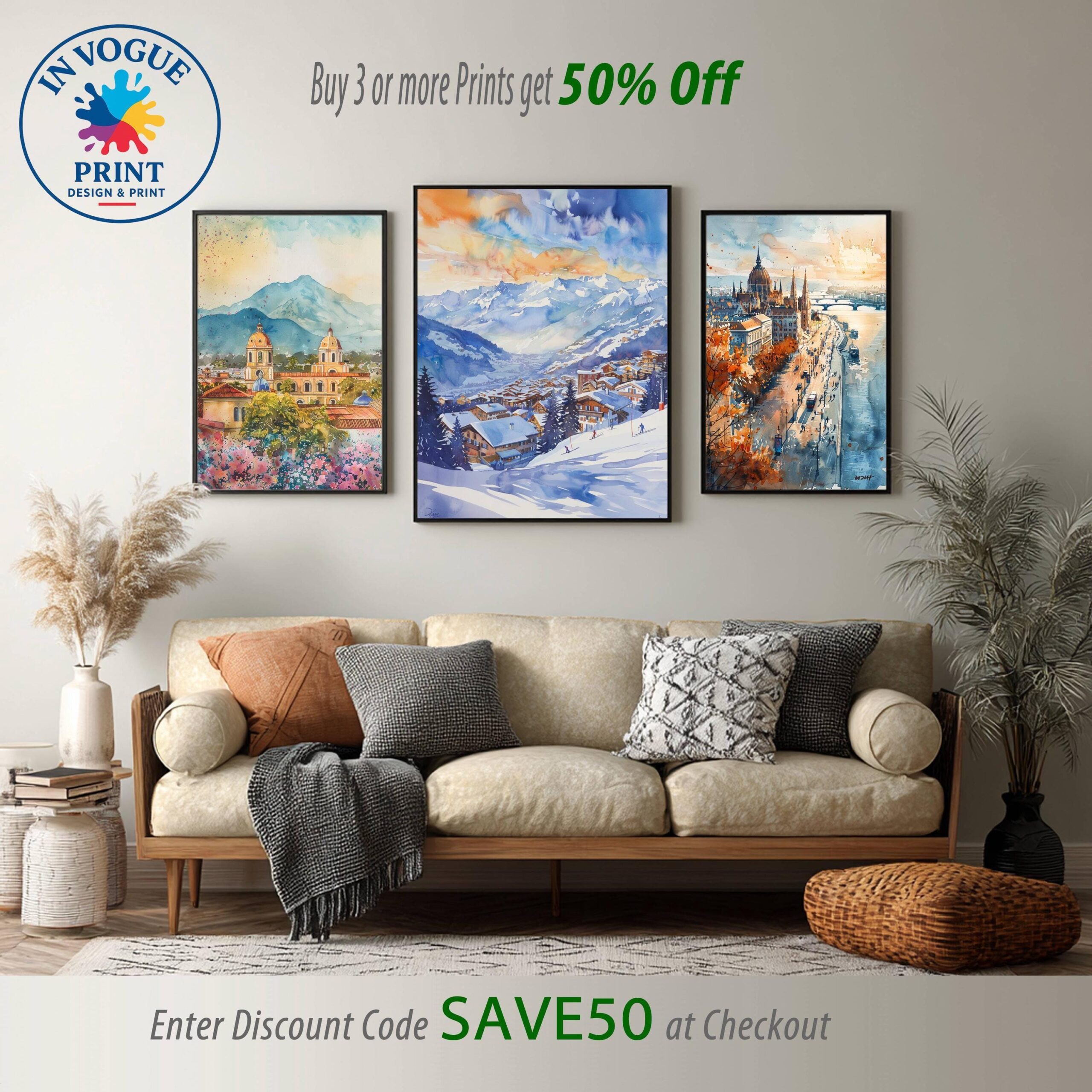 Verbier Ski Resort Switzerland Watercolor: Vacation Travel Art Poster - Image 10