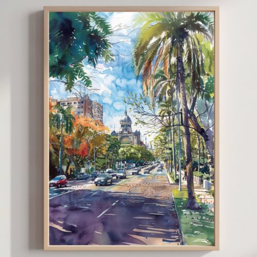 Asuncion Paraguay South America Watercolor: Vacation Travel Art Poster