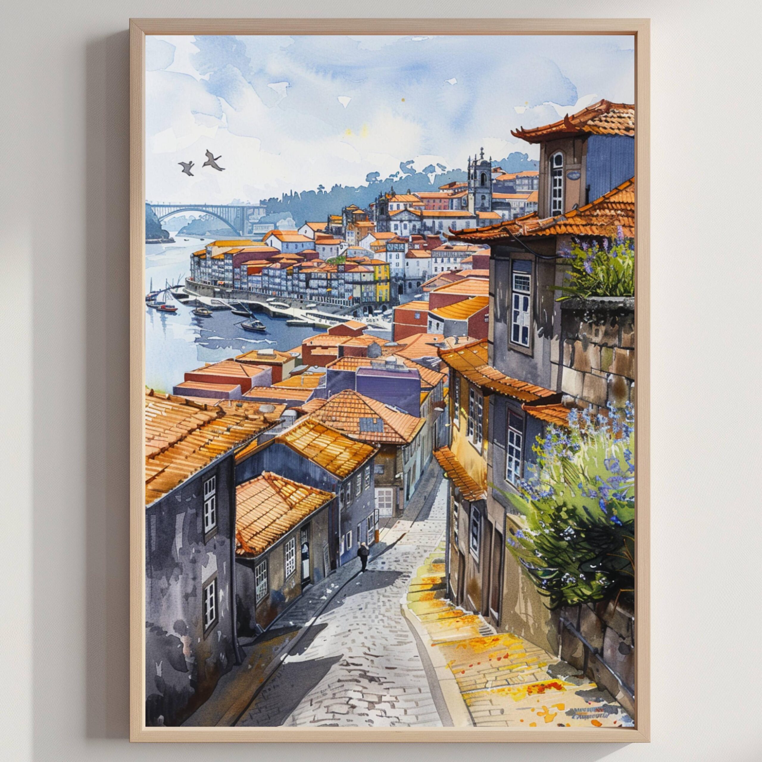 Porto Portugal Europe Watercolor: Vacation Travel Art Poster