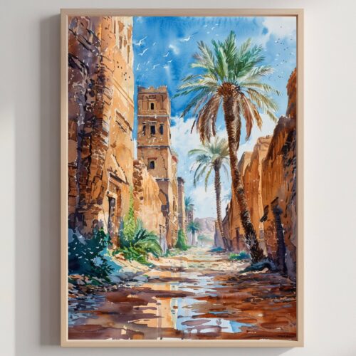 Libya North Africa Watercolor: Travel Poster Print