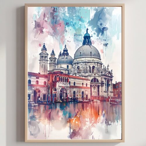 St. Marks Basilica Venice Italy Watercolor: Travel Art Print