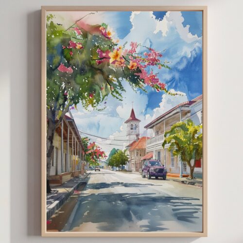 Georgetown Guyana South America Watercolor Print: Travel Art Poster