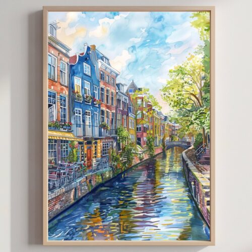 Utrecht The Netherlands (Holland) Europe Watercolor Print: Travel Art Poster