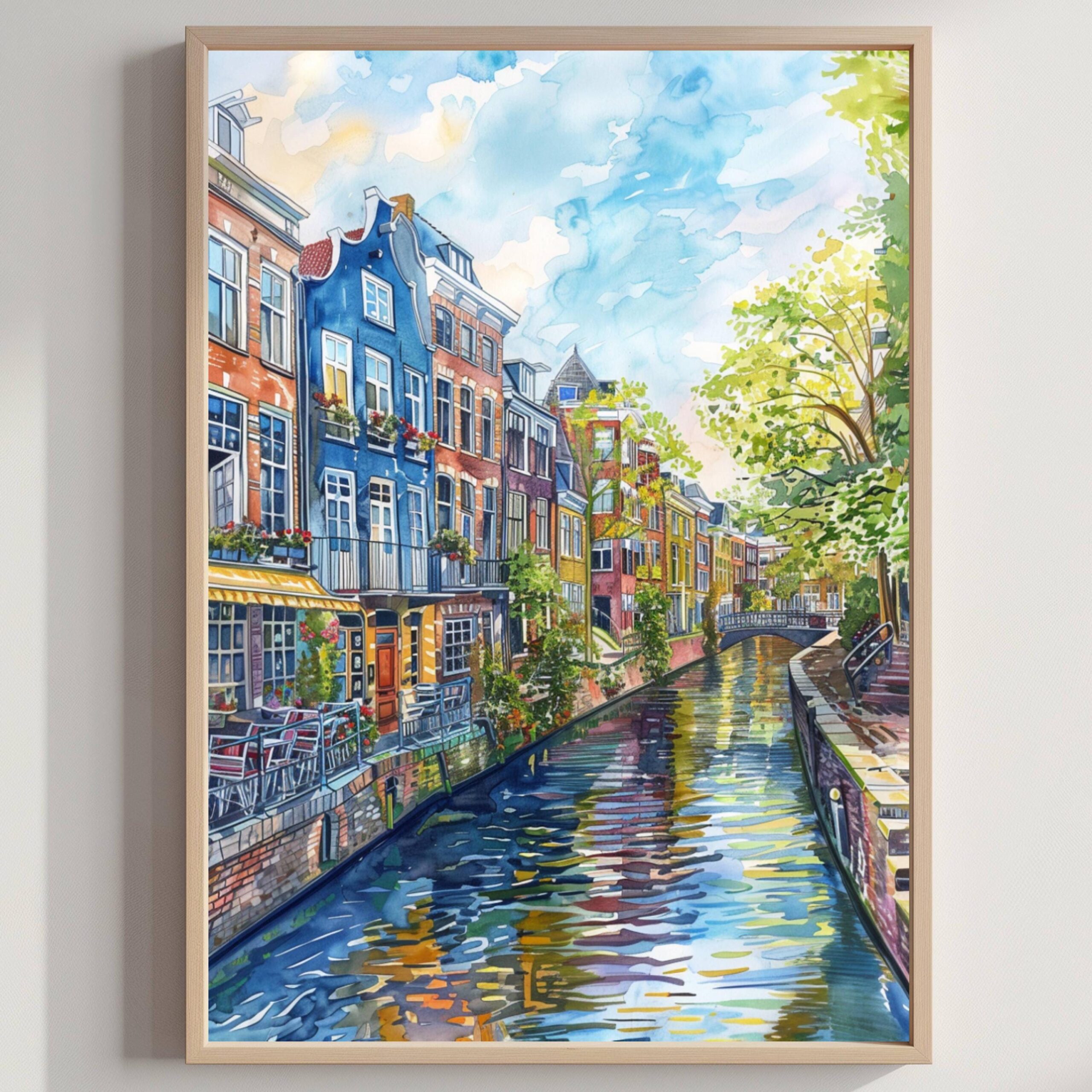 Utrecht The Netherlands (Holland) Europe Watercolor Print: Travel Art Poster