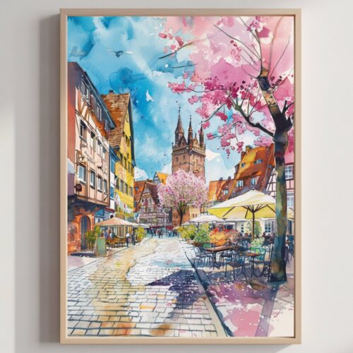 Nuremberg Germany Europe Watercolor: Travel Art Poster