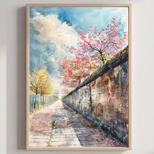 The Berlin Wall Berlin Germany Watercolor: Travel Art Poster