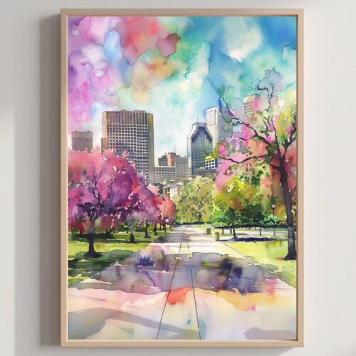 Baton Rouge Louisiana USA Watercolor: American Travel Art Poster