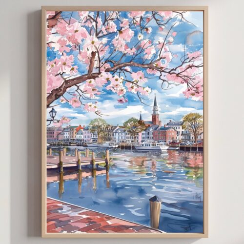 Annapolis Maryland USA Watercolor: American Travel Art Poster