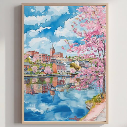 Augusta Maine USA Watercolor: American Travel Art Poster