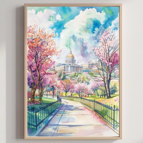 Harrisburg Pennsylvania USA Watercolor Print: Travel Art Poster